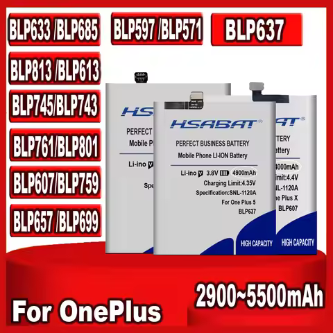 HSABAT BLP657 5000mAh Battery for One Plus for OnePlus 6 3 3T 6T 2 5 5T 1 7 Pro 7 Plus X 8 pro 8 8T 