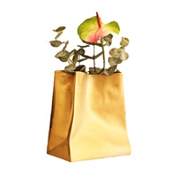 LaFloria® Gold Leaf Vase✔️ Free Shipping✔️ 100% Handcrafted By Our Artisan/ Bag Shape Vase/ Gold Vase/Crinkled Vase