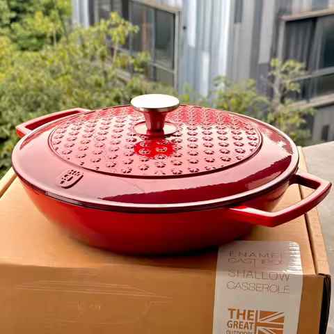 30cm Enameled Cast Iron Dutch Oven Large Kitchen Cookware for Stewing Seafood Boil & Oven Cooking He
