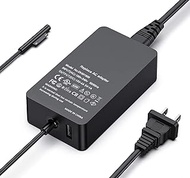 Surface Pro Charger, 65W 15V 4A Surface Laptop Charger Power Supply for Microsoft Surface Pro 3/4/5/6/7/8/9/X Surface Laptop 1/2/3/4 Surface Go 1/2/3 Surface Book 1/2/3 with USB Port