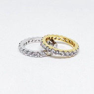 แหวนเฟือง unisex ล้อมเพชร cz ชุบทองไมครอน และทองคำขาว ราคาพิเศษ