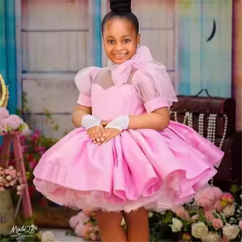 Flower Girl DressesBall Gown Flower Girl Dresses Customized Tulle Tiered Ruffles Children Birthday P