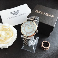 [พร้อมกล่อง] ต้นฉบับ Emporio Armani ใหม่นาฬิกาควอตซ์สำหรับผู้หญิงหรูหราทองแฟชั่นสแตนเลสผู้หญิงนาฬิกาข้อมือ