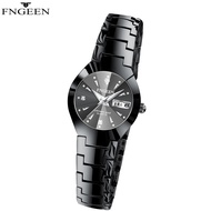 FNGEEN Women Fashion Casual Watch Korean Version Waterproof Calendar Stainless Steel Strap Ladies Elegant Diamond Gift Wristwatch 5808