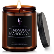 Teakwood & Mahogany Candle, Scented Candle for Home Soy Wax Candle, Aromatherapy Candle Gifts, 7oz