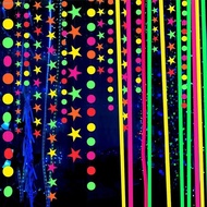 TIMEROAD Neon Fluorescent Garland, Rectangle Fluorescent Paper Round Pentagram Fluorescent Banner, H