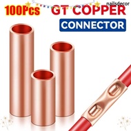 NAILSDECOR 100Pcs GT Copper Terminal Connecting Tube, Brass GT-1/1.5/2.5/4/6/10/16/25 Wire Terminal 