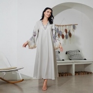 20259m Elegant Fringed Printed V-Neck Dress SW2102 New Model