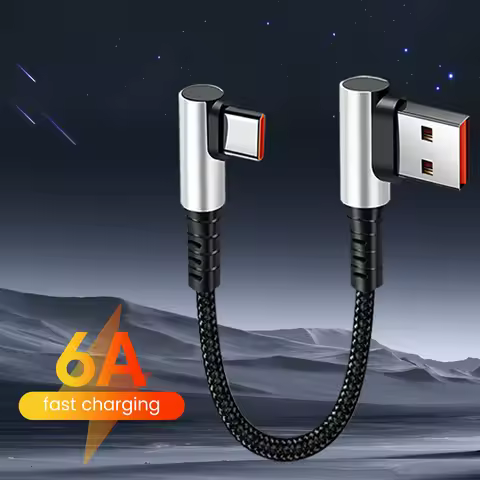 6A Elbow Short USB C Cable USB Type C Fast Charging Cable Power Bank Wire For iPhone 15 USB Type C D