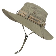 Summer Men Bucket Hat Outdoor UV Protection Wide Brim Panama Safari Hiking Hat Mesh Fisherman Hat Beach Sunscreen Cap NKP-36