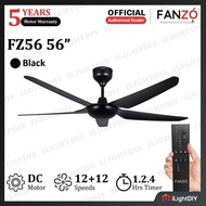 FANZÓ FZ56 FZ42 BLACK WHITE 5 BLADES DC MOTOR 24 SPEEDS REMOTE CONTROL CEILING FAN