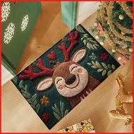 Christmas Reindeer Door Rug 23.6 X 17.5 Inch Soft Washable Cute Christmas Doormat Winter Kitchen Bat