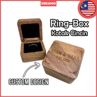 Ring Box Wooden Custom Design Engrave Print Kotak Cincin Kayu