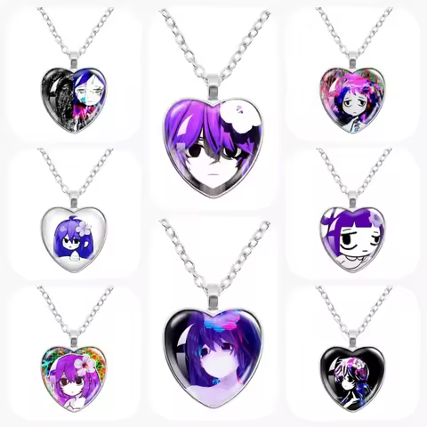 Sewerslvt Schizofrenia Cartoon Dnb Cover Album Glass Heart Shape Pendant Necklace Decor Music Lover 