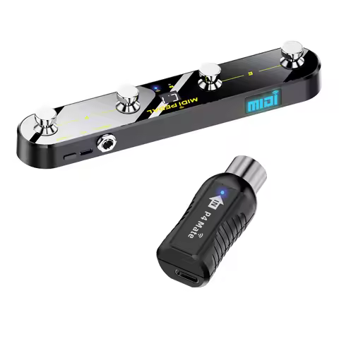 JAMJUM P4 Portable Wireless MIDI Foot Controller - 4-Button BT Pedal,Rechargeable,battery/App Contro