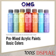Dspiae Pre-Mixed Acrylic Paint Basic Color Series 50ml Pre Thinned Water Based Paint Color Water-Bas