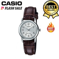 Casio V002 Quartz Silver Dial Brown Leather Band Watch for Women(Brown)