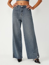 Cider Denim Mid Waist Wide Leg Jeans