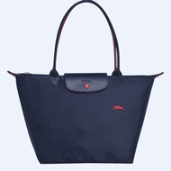 Genuine longchamp Le Pliage Club 70th anniversary embroidered horse long handle waterproof nylon Shoulder Bags large size Tote Bag L1899619556 Navy color