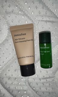 全新 innisfree 綠茶籽保濕精華(8ml)+濟州島火山泥毛孔潔顏泡泡洗面乳15g