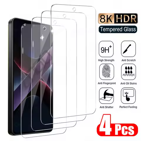 4PCS Tempered Glass For Xiaomi Poco X7 Pro X5 X6 X6Pro X7Pro C65 C75 Screen Protector For Poco F5 F6