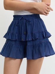 [Pomelo] กางเกงขาสั้นแต่งระบายเลเยอร์ / Frill Tiered Shorts
