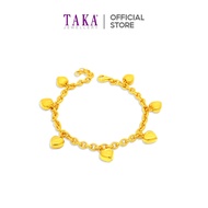TAKA Jewellery 916 Gold Charm Bracelet Hanging Hearts