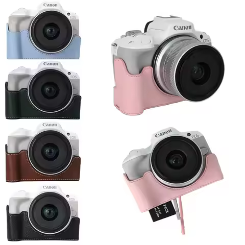 Leather Half Body Cover for Canon EOS R50V R50 R10 200D 200DII Camera Case Bag Canon PowerShot V1 SX
