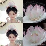 Non-Dye Lotus Crown Rain Flower Platform Silk Perm Flower Hair Crown Original Handmade Ancient Style