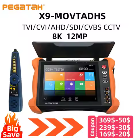 IP Camera Tester and Monitor, 4K AHD, TVI, CVI, SDI, All in 1 Analog Camera, IPTV, 8, 12MP, HDMI In 