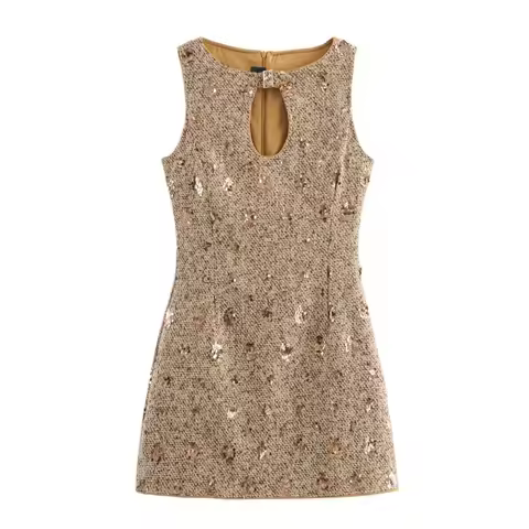 The New Autumn Collection Women Coats Features French Chanel Style Fashionable Sequined Design Dress