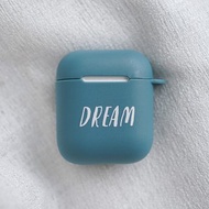 白色文字 DREAM AirPods 1/2/Pro TPU收納盒 夢想藍色保護套