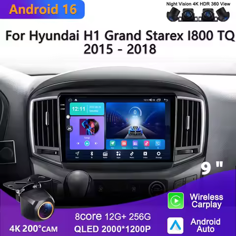 2K Incell Screen Android 16 CarPlay Car Radio For Hyundai H1 Grand Starex I800 TQ 2015 - 2018 Multim