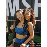Gymshark Sports Training Knitted Rhine Blue Shorts Leopard Print Bra gymshark Seamless Suit Blue Sha