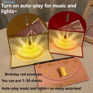 LEOTA 3D Pop-Up Greeting Card, Foldable Traditional Birthday Red Envelope, Red Pocket Creative Wishe
