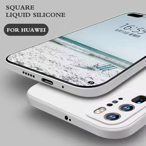 Luxury Original Liquid Silicone Soft Phone Case For Huawei P50 P40 P30 P20 Mate 40 20 30 Pro Honor 2