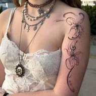 1pc Y2K Style Lily Flower Temporary Tattoo Sticker, Waterproof Sweatproof Washable Non-Reflective, S
