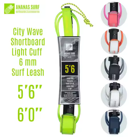 Ananas Surf Light Leash 5'6'' 168cm. And 6'0'' 183cm. 6mm. Short Surfboard City Wave Ankle Cuff Foot