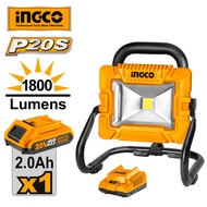 INGCO LED Camping Lantern 20V Portable Light with 1800 Lumens, Lithium-Ion Battery, and Universal Pl