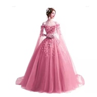 SOUJIAO Store Rose Red Formal Evening Dress for Women Wedding Gown Debut Ninang - 2022-New-Malaysia