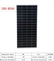 solar panel 6V-12V-18V/50W/80W/100Wแผงโซลาร์เซลล์ monocrystalline solar cell 12V-18V 50W