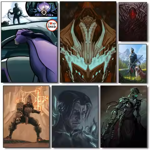 Fashion Cool Video FPS Gaming Warframe Poster Self-adhesive Art Paper Sticker Coffee House Bar Room 