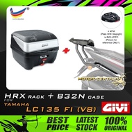 SET KOMBO KOTAK/BOX GIVI B32N TOP CASE + GIVI YAMAHA LC135 FI V8 HRX(S) (LATEST HRV W/LED LIGHT) EXTREME HEAVY DUTY RACK
