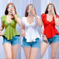 Barbara Peplum Ribbon Sexy Top