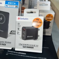 全新 香港行貨一年保養 門市現貨 Verbatim Verbatim 3 port 30W PD 3.0 &amp; QC 3.0 GaN Charger 充電器 66947