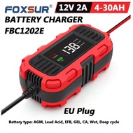 FOXSUR 12V 2A Smart Battery Chargers Universal 4AH-30AH Fully Automatic Trickle Battery Charger for 