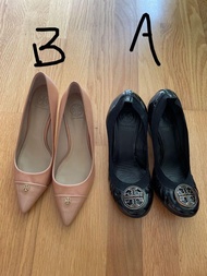 超新 每對穿少於10次 Tory Burch 高跟鞋 👠 純杏色 工服 返工 斯文 必備 長青 百搭款 flats 超舒服經典 鞋 us 6 6.5/  size 36 37 / black plat