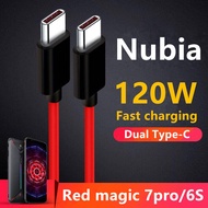 เหมาะสำหรับ6A มายากล Nubia 120W แบบสายชาร์จเร็วสีแดงพิมพ์โทรศัพท์มือถือสายชาร์จเร็วสีแดงมหัศจรรย์7pr