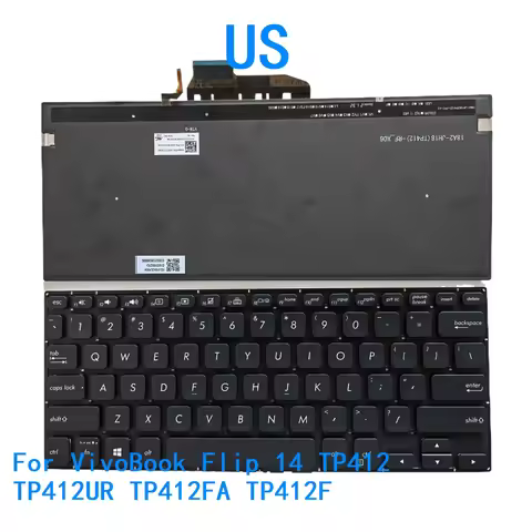 New US Language Backlit Keyboard For ASUS VivoBook Flip 14 TP412 TP412UR TP412FA TP412F Notebook PC 