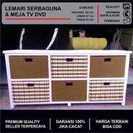 LEMARI RAK 6 WARNA ROTAN SINTETIS MURAH / LACI MOTIF GARIS PUTIH SERBAGUNA MODERN / RAK PENYIMPANAN